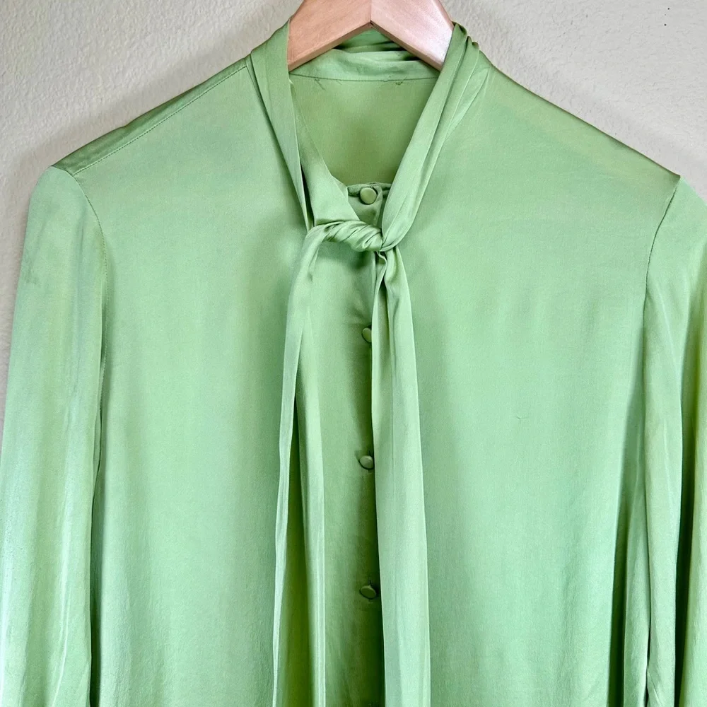 Gucci Silk Bow Blouse in Mint Green - Picture 6 of 11
